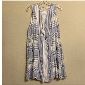 Entro Blue and White Midi Slip Dress Size Small